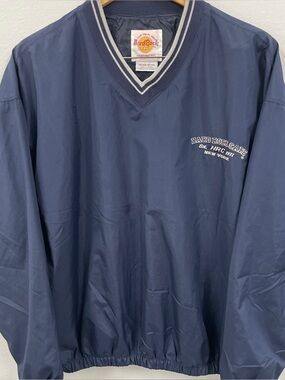 Hard Rock Cafe New York Navy V-Neck Pullover Windbreaker. Medium.